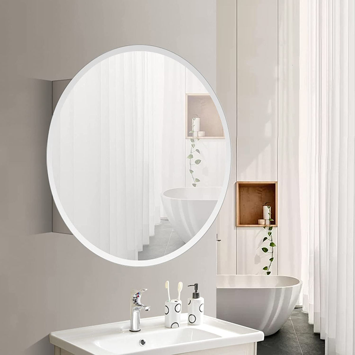 Stockholm 1 Door Round Non Illuminated Mirror Cabinet - 500mm x 500mm