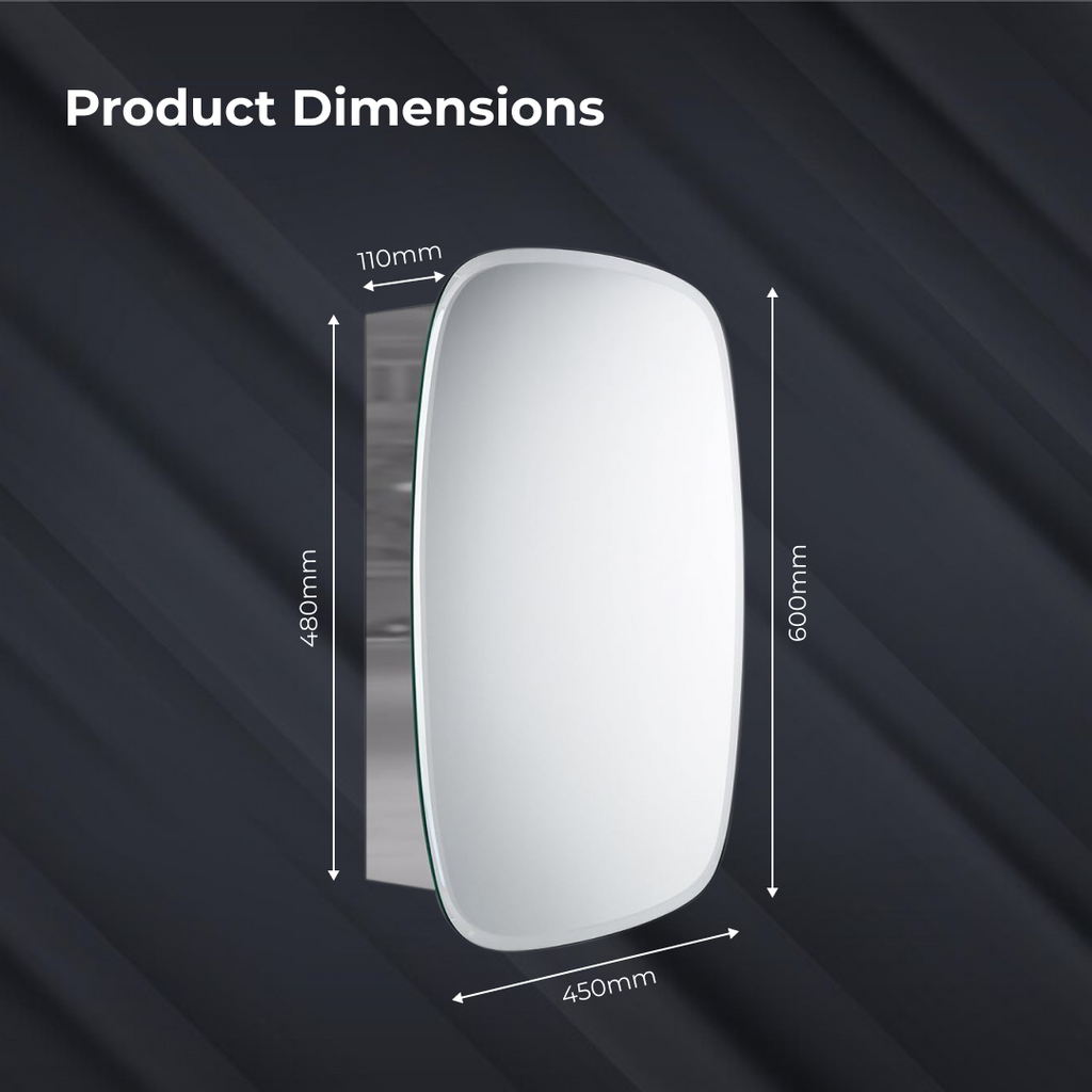 Copenhagen 1 Door Oval Non Illuminated Mirror Cabinet - 600mm x 450mm