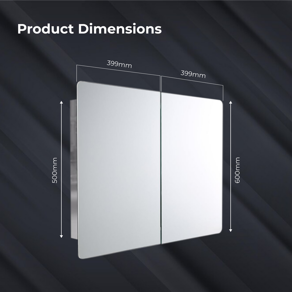 Malmo 2 Door Non Illuminated Mirror Cabinet - 800mm x 600mm