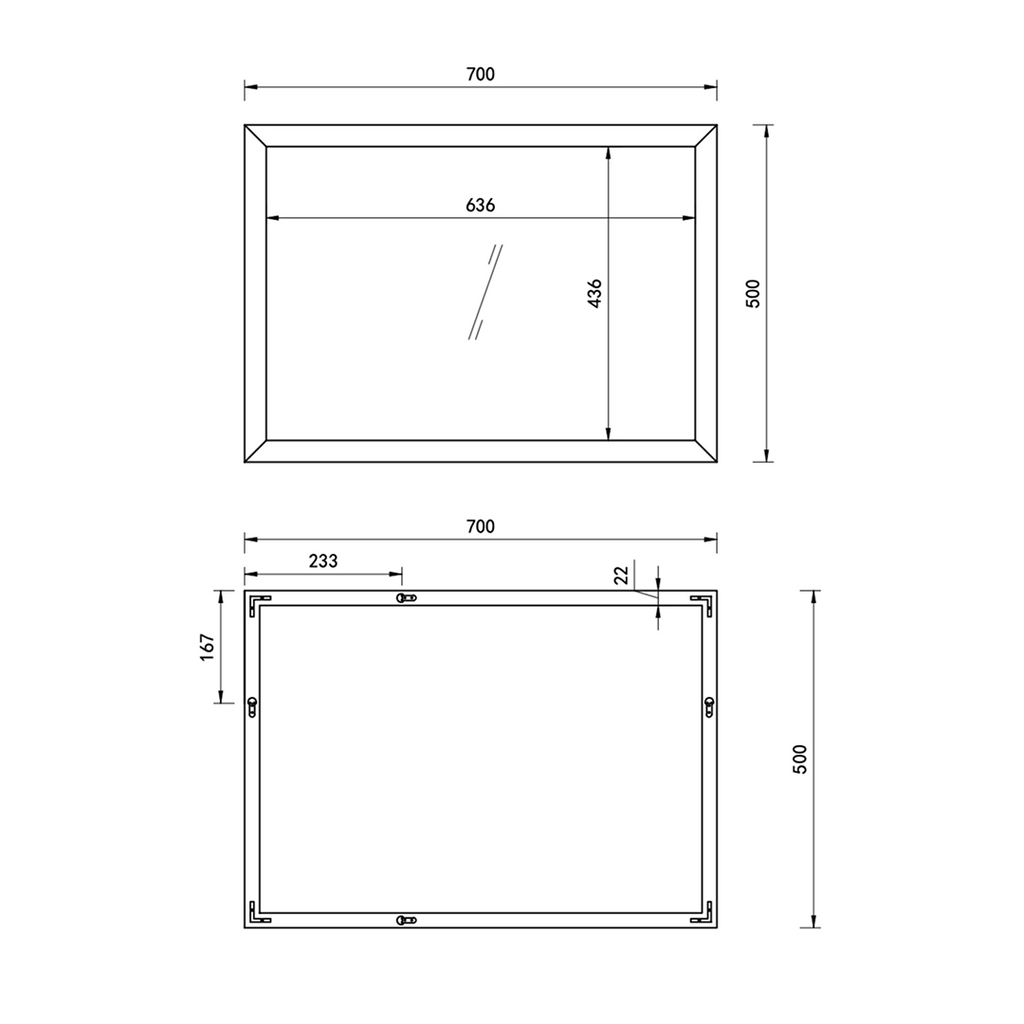 Brillia Framed Bevelled Non Illuminated Mirror