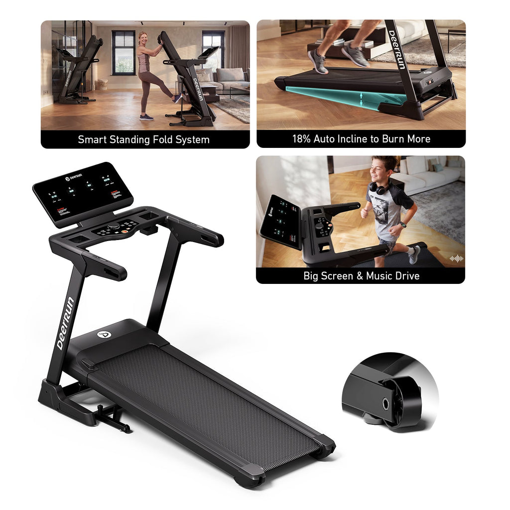 DeerRun X50 18% Auto Incline Big Screen AI Coach Smart Treadmill | 12.5 mph, 400 lbs Capacity