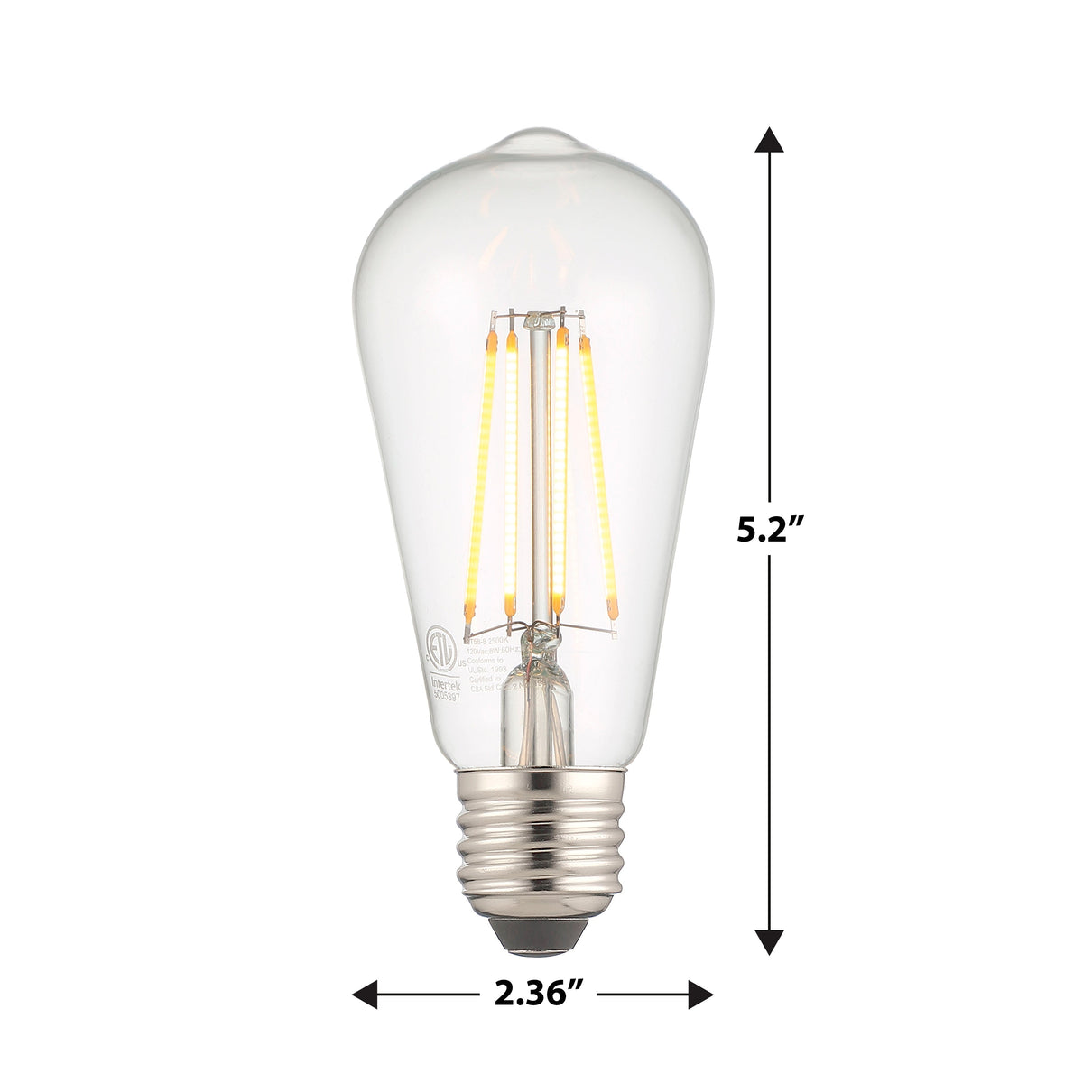 8 Watt LED Vintage Style ST-19 Light Bulb - Arranmore Lighting & Fans®