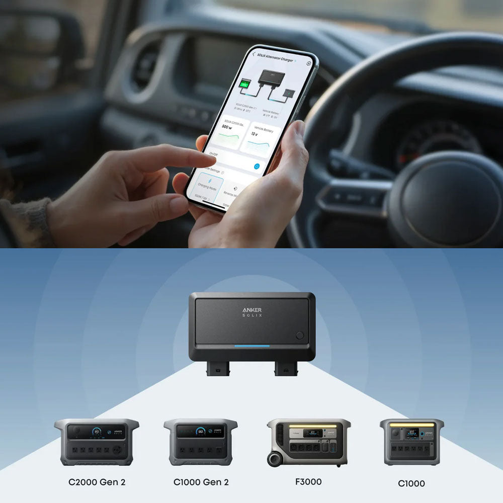 Anker SOLIX 800W Alternator Charger, Bidirectional DC-DC Charger for Portable Power Stations with Reverse Charging and App Control