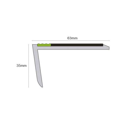 ASR - 63 x 35mm Tredsafe Non Slip Aluminator® Slimline PVC Stair Nosing