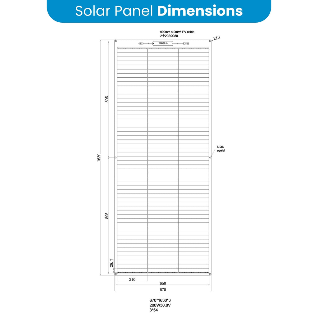 200W Semi-Flexible Perc-Shingled Solar Panel with ETFE Coating for Boats, 4WD & Mobility Vehicles