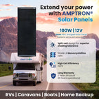 100W 12V Glass Perc Shingled Solar Panel 35mm Slimline width 460mm