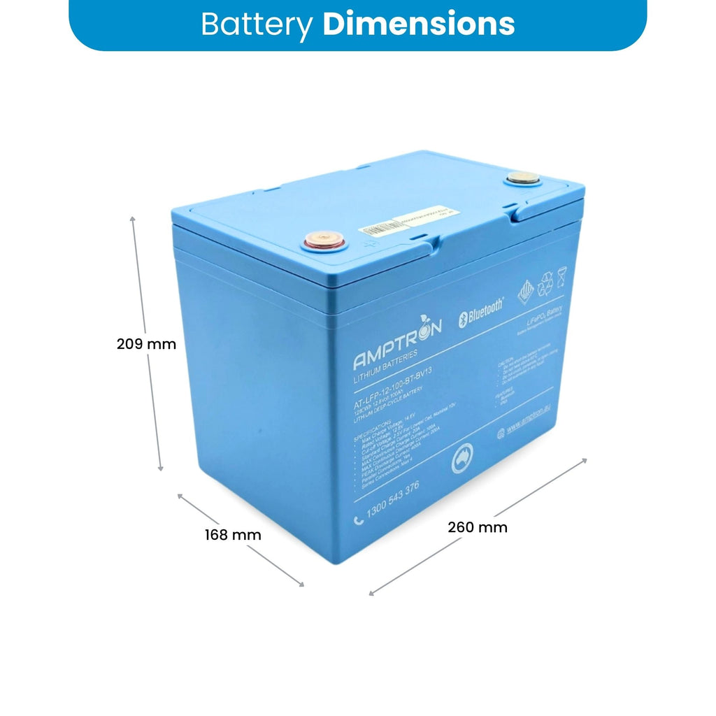 Amptron 12V 100Ah Extra Compact Lithium LifePO4 Battery with Bluetooth