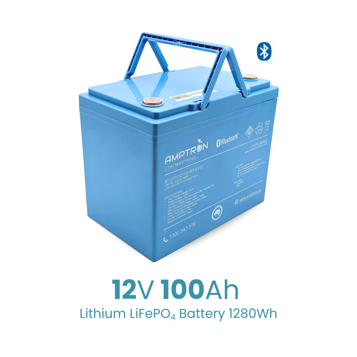 Amptron 12V 100Ah Extra Compact Lithium LifePO4 Battery with Bluetooth