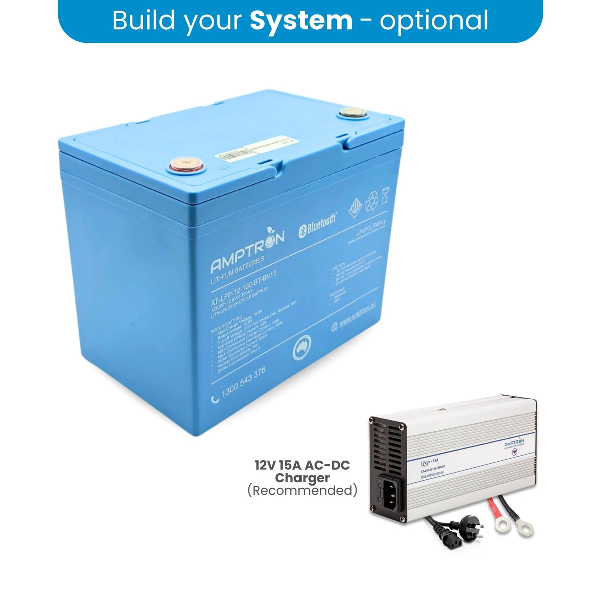 Amptron 12V 100Ah Extra Compact Lithium LifePO4 Battery with Bluetooth