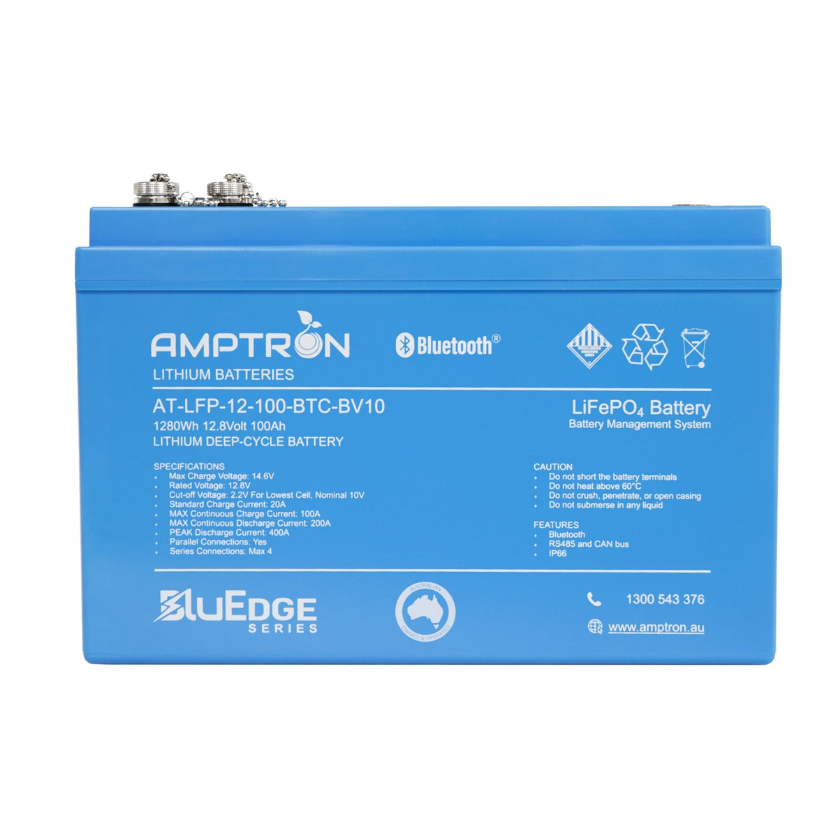 Amptron BluEdge 12V 100Ah Smart Lithium LiFePO4 Battery 1,280Wh