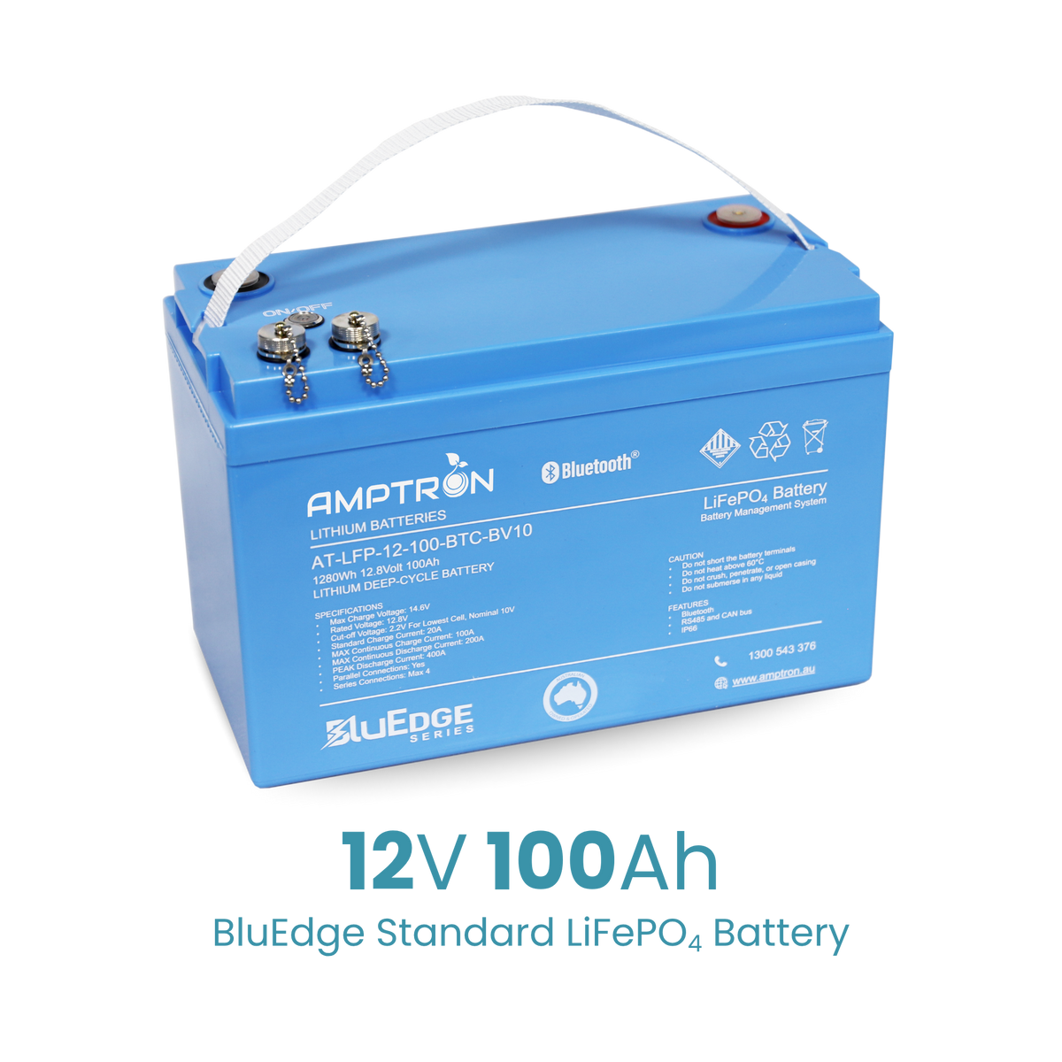 Amptron BluEdge 12V 100Ah Smart Lithium LiFePO4 Battery 1,280Wh