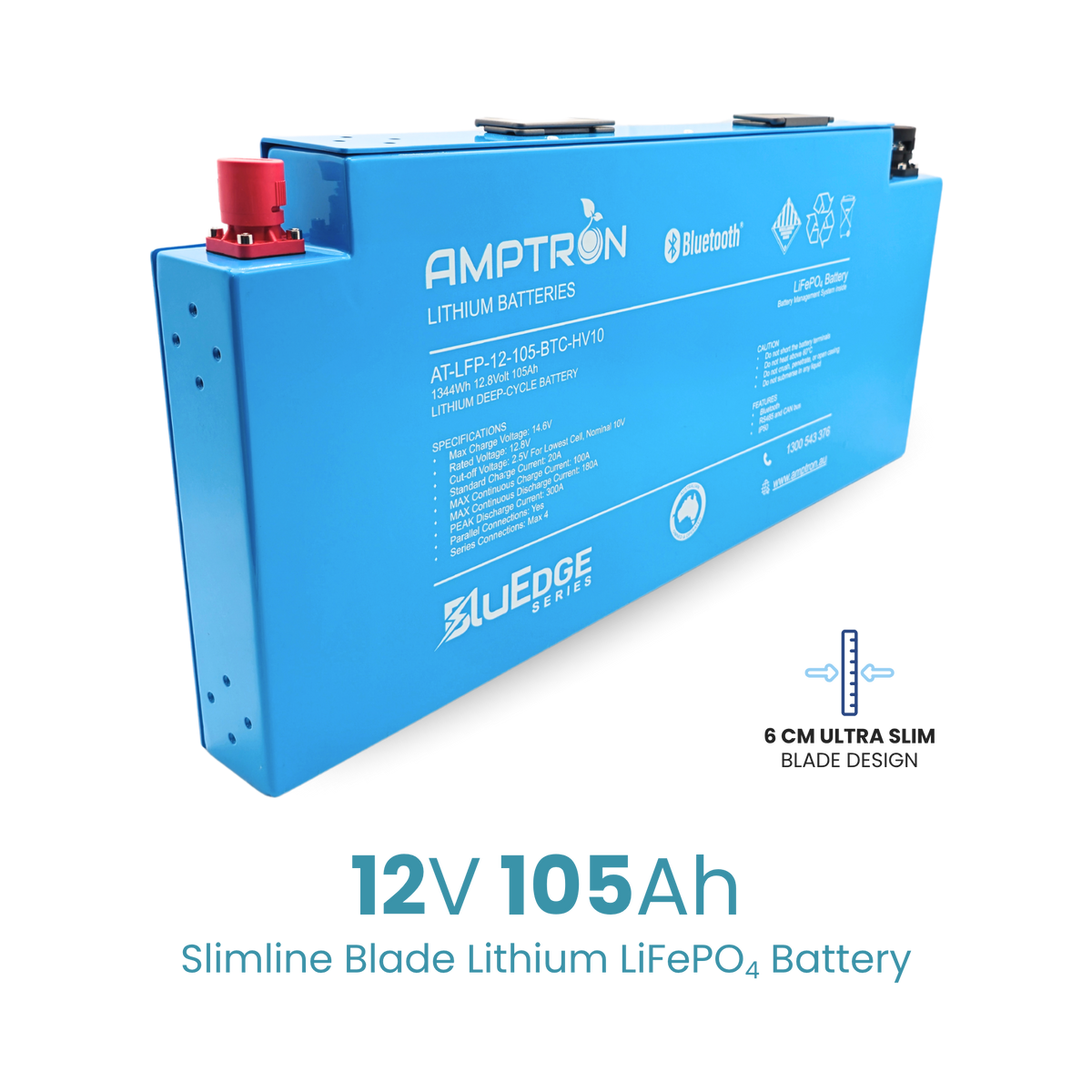 Amptron BluEdge 12V 105Ah Lithium LiFePO4 Aluminium Blade Battery 1,344Wh