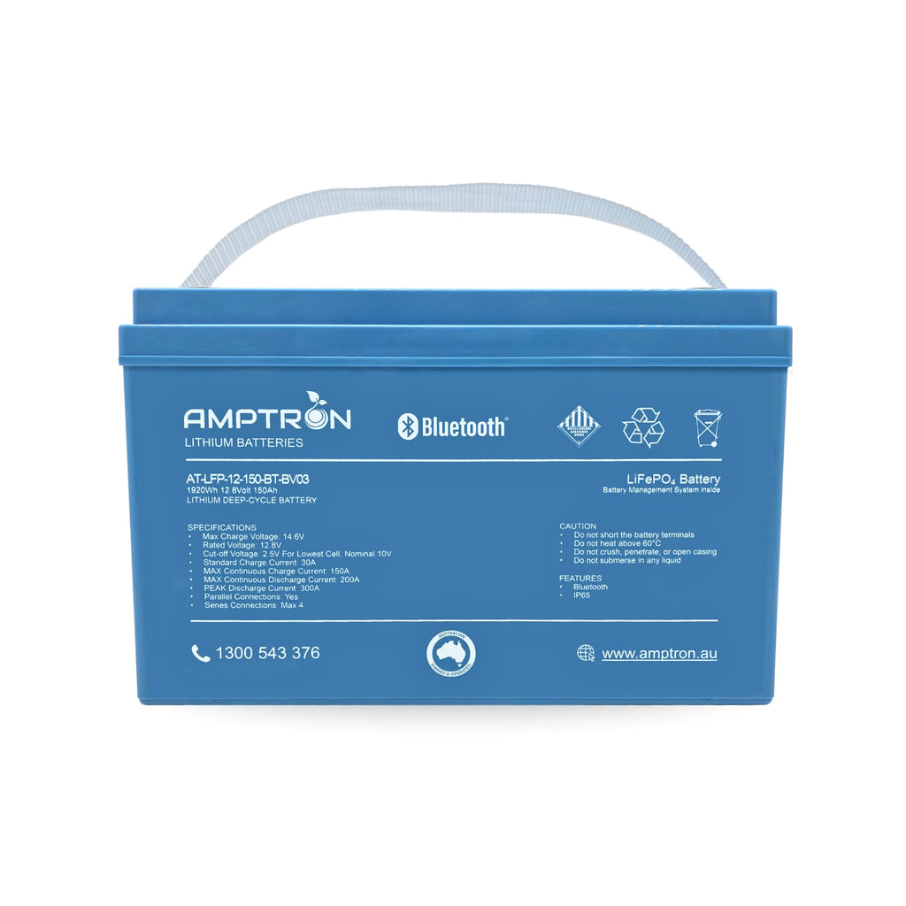 Amptron® 12V 150Ah LiFePO4 Deep Cycle Battery with Bluetooth - 1920Wh | BCI Group 31