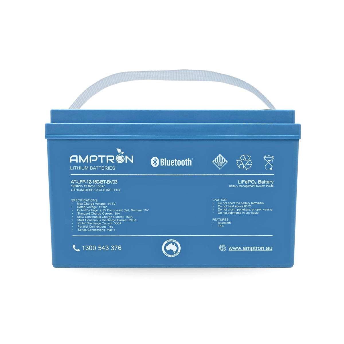 Amptron® 12V 150Ah LiFePO4 Deep Cycle Battery with Bluetooth - 1920Wh | BCI Group 31