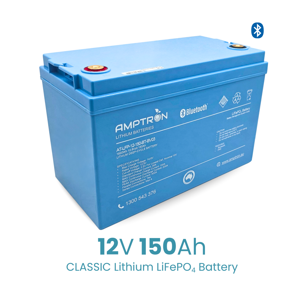 Amptron® 12V 150Ah LiFePO4 Deep Cycle Battery with Bluetooth - 1920Wh | BCI Group 31