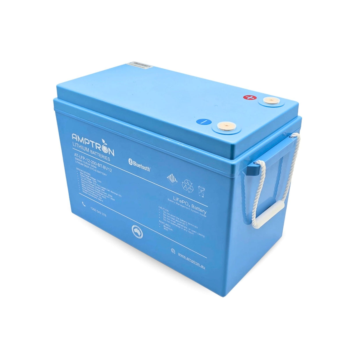 Amptron® 12V 200Ah LiFePO4 Deep Cycle Battery with Bluetooth - 2,560Wh