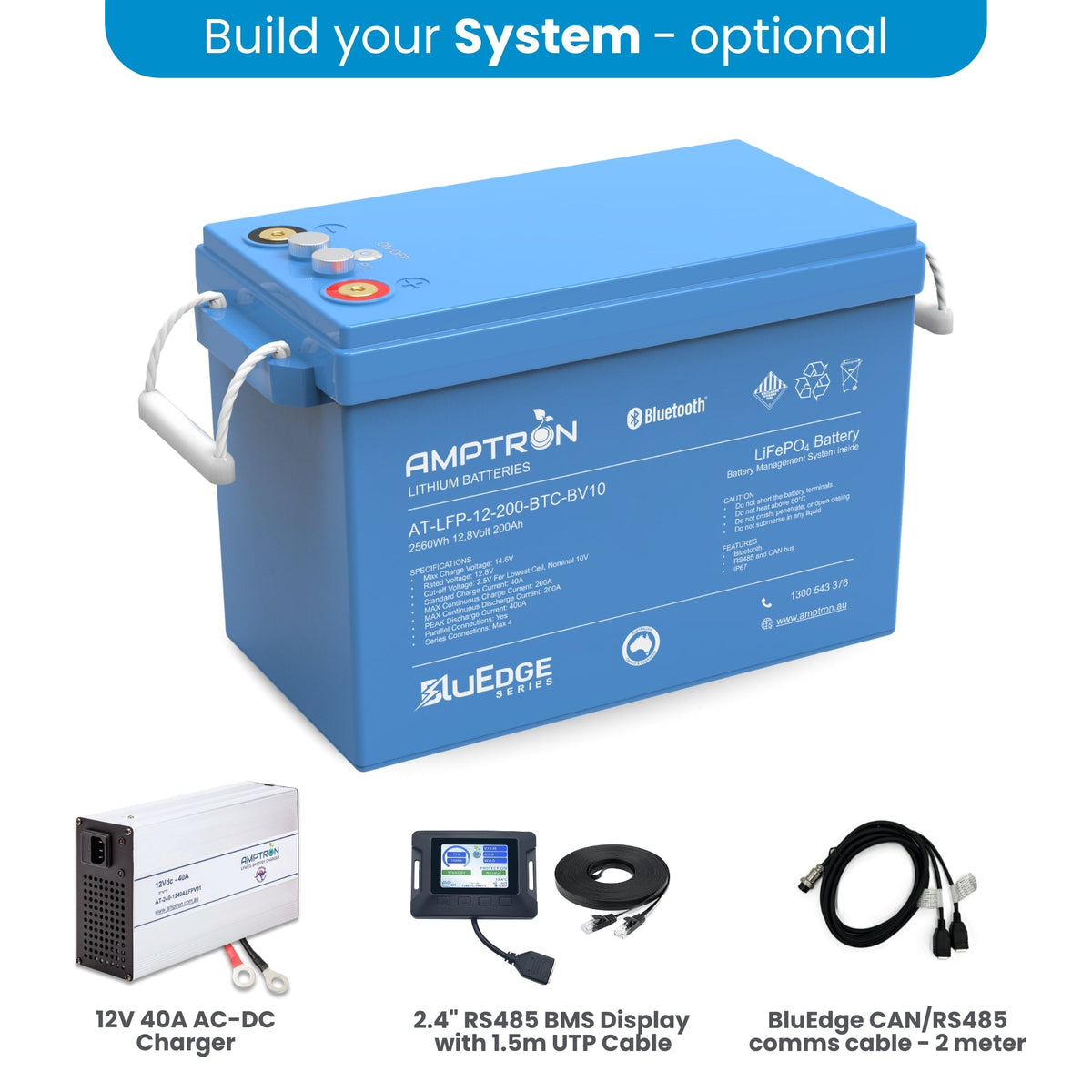 Amptron BluEdge 12V 200Ah Smart Lithium LFP Battery