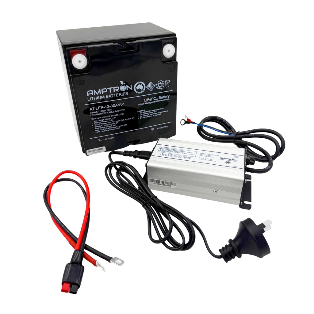 12V 30Ah LiFePO4 Battery Combo Kit with 6A charger and Mini Anderson
