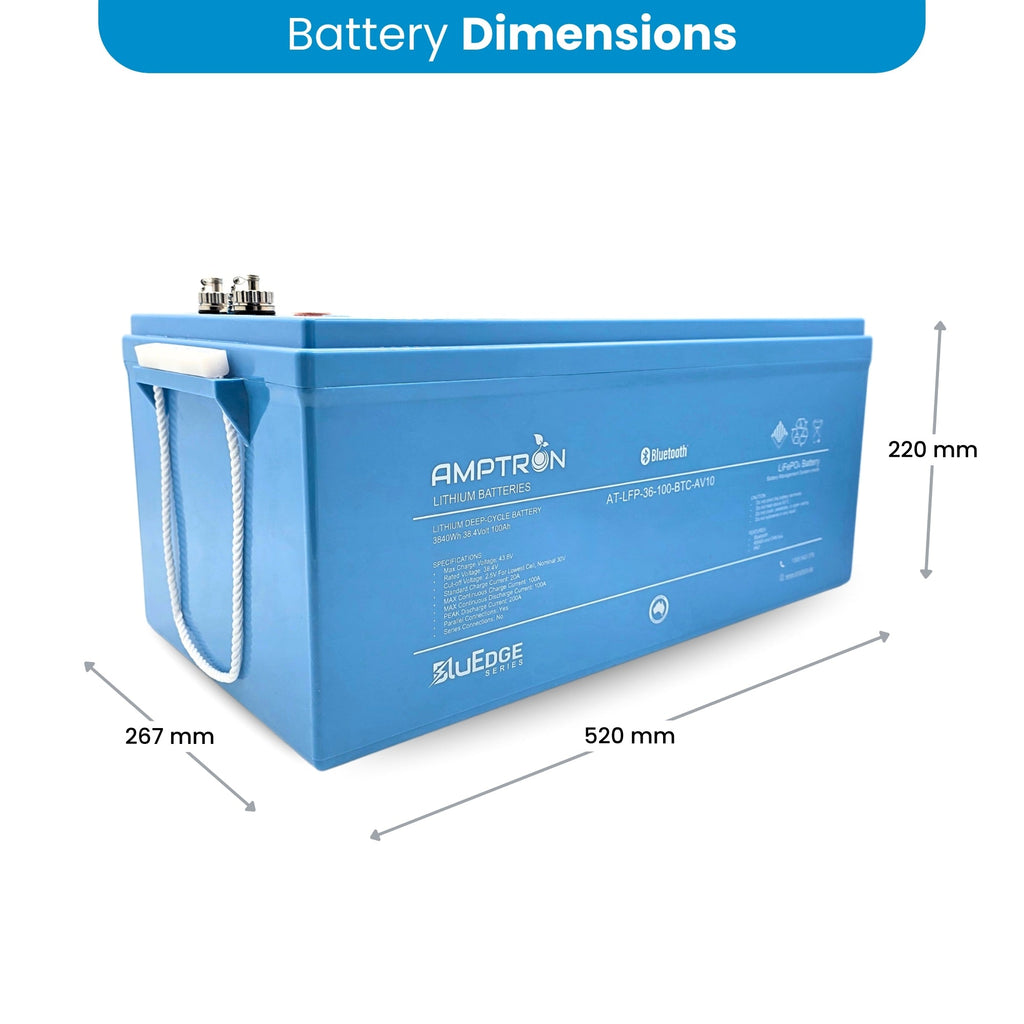 Amptron BluEdge 36V 100Ah Smart Lithium LiFePO4 Battery 3,840Wh