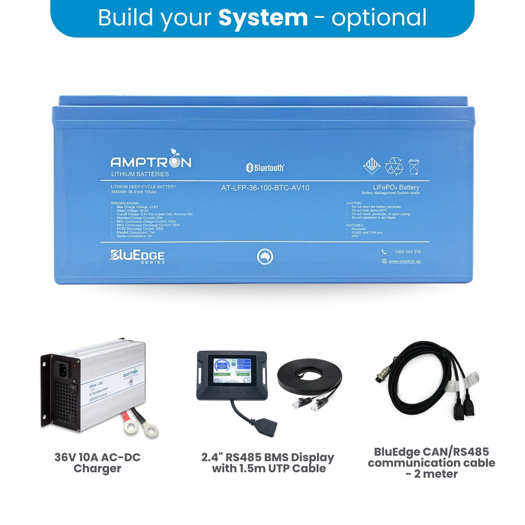 Amptron BluEdge 36V 100Ah Smart Lithium LiFePO4 Battery 3,840Wh