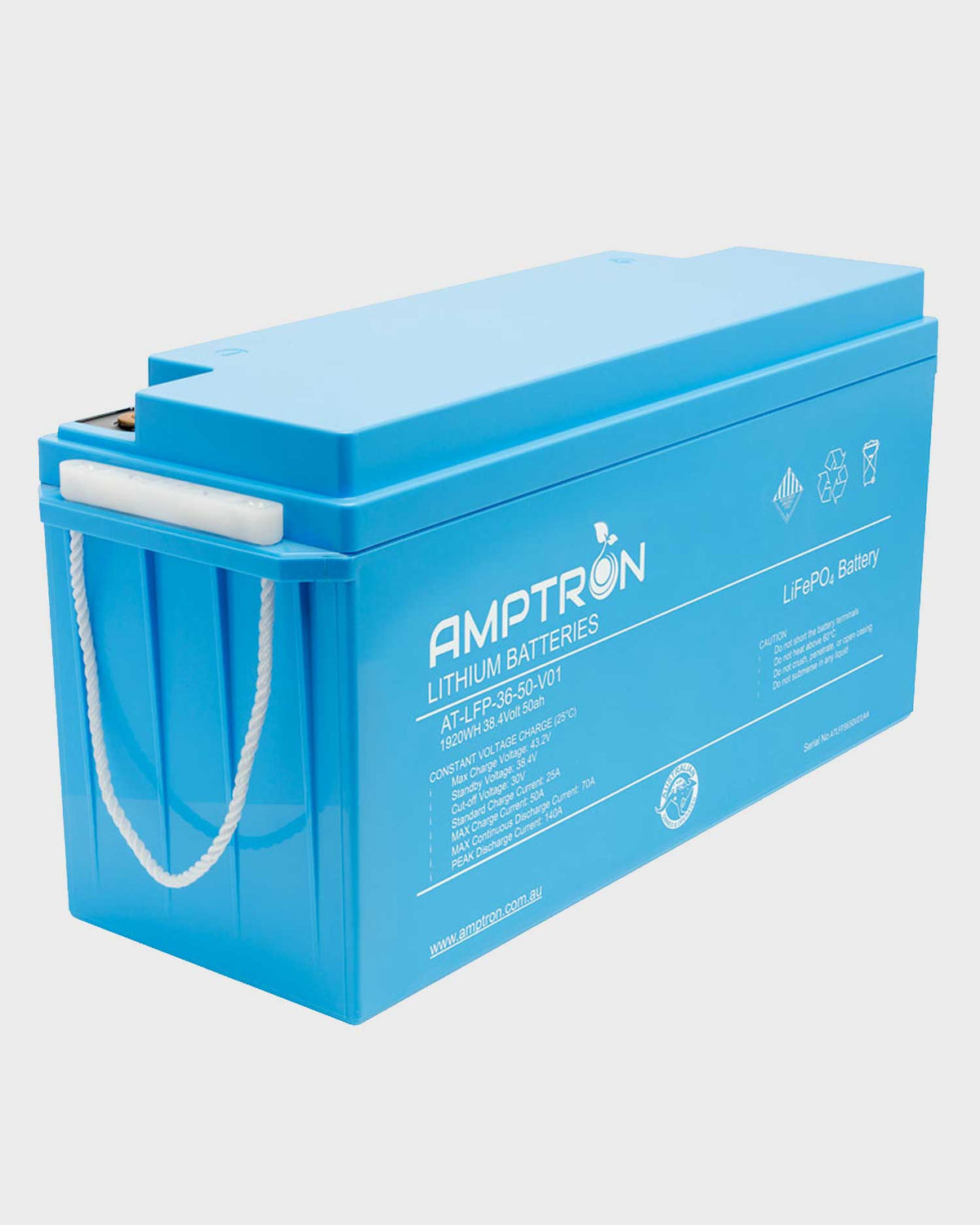 Amptron 36V 50Ah IP65 Lithium LiFePO4 Battery - 1920Wh