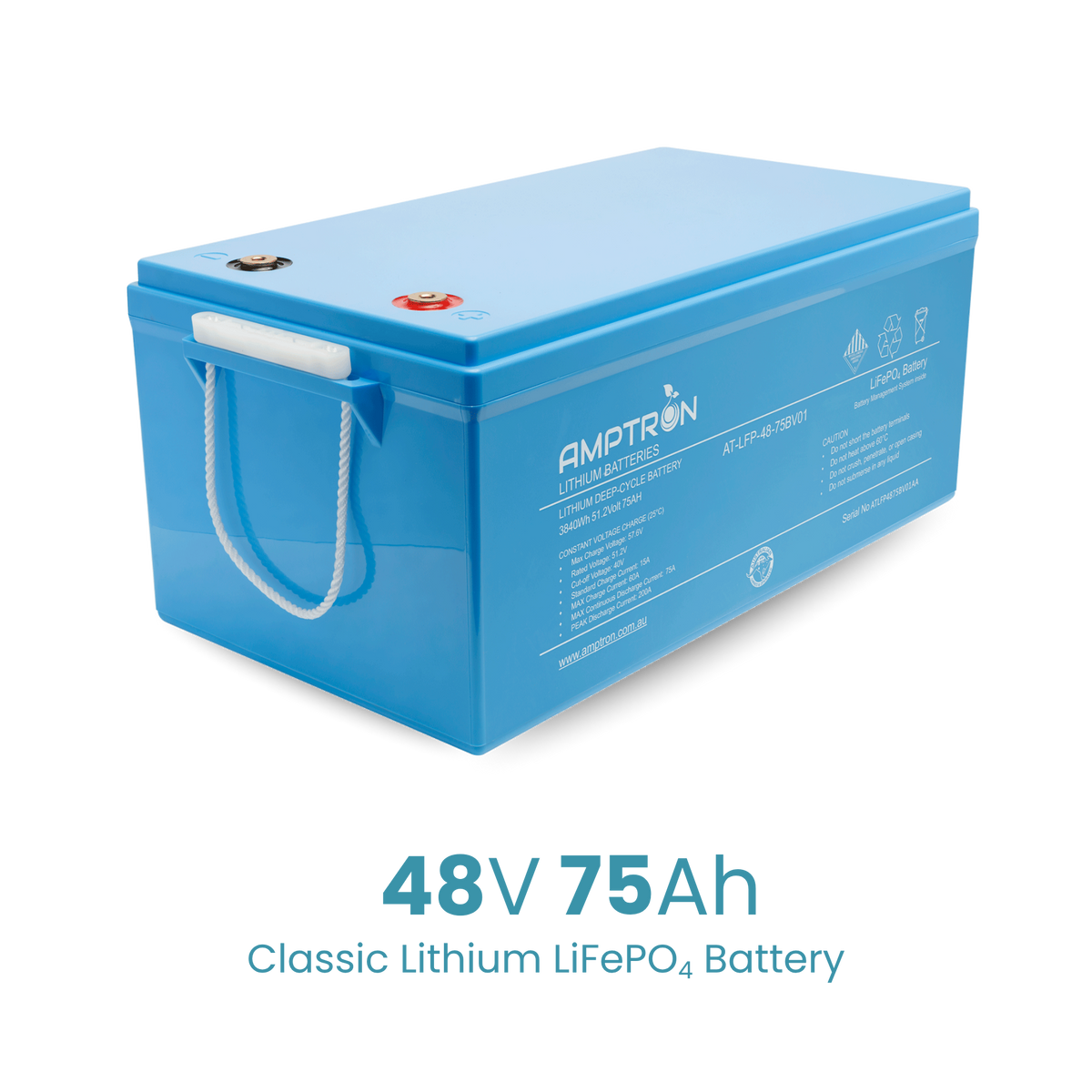 Amptron 48V 75Ah LiFePO4 Deep Cycle Battery - 3,840Wh