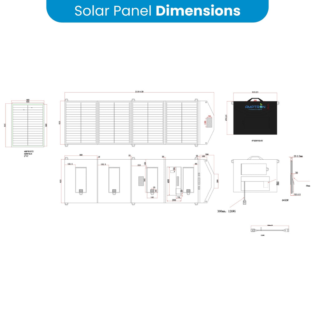 Amptron 200W Folding Lightweight Portable Solar Panel Blanket