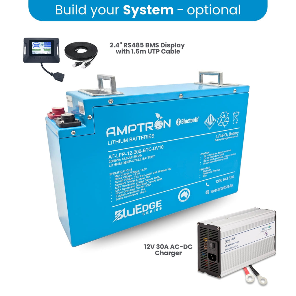 Amptron BluEdge 12V 200Ah Smart Slimline Battery in Aluminium Case
