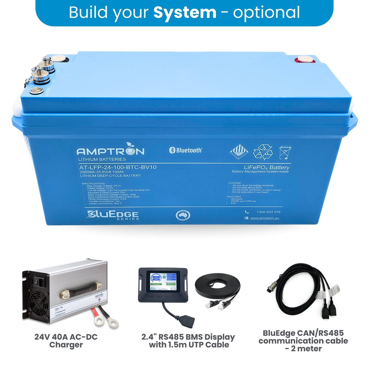 Amptron BluEdge 24V 100Ah Smart Lithium LiFePO4 Battery