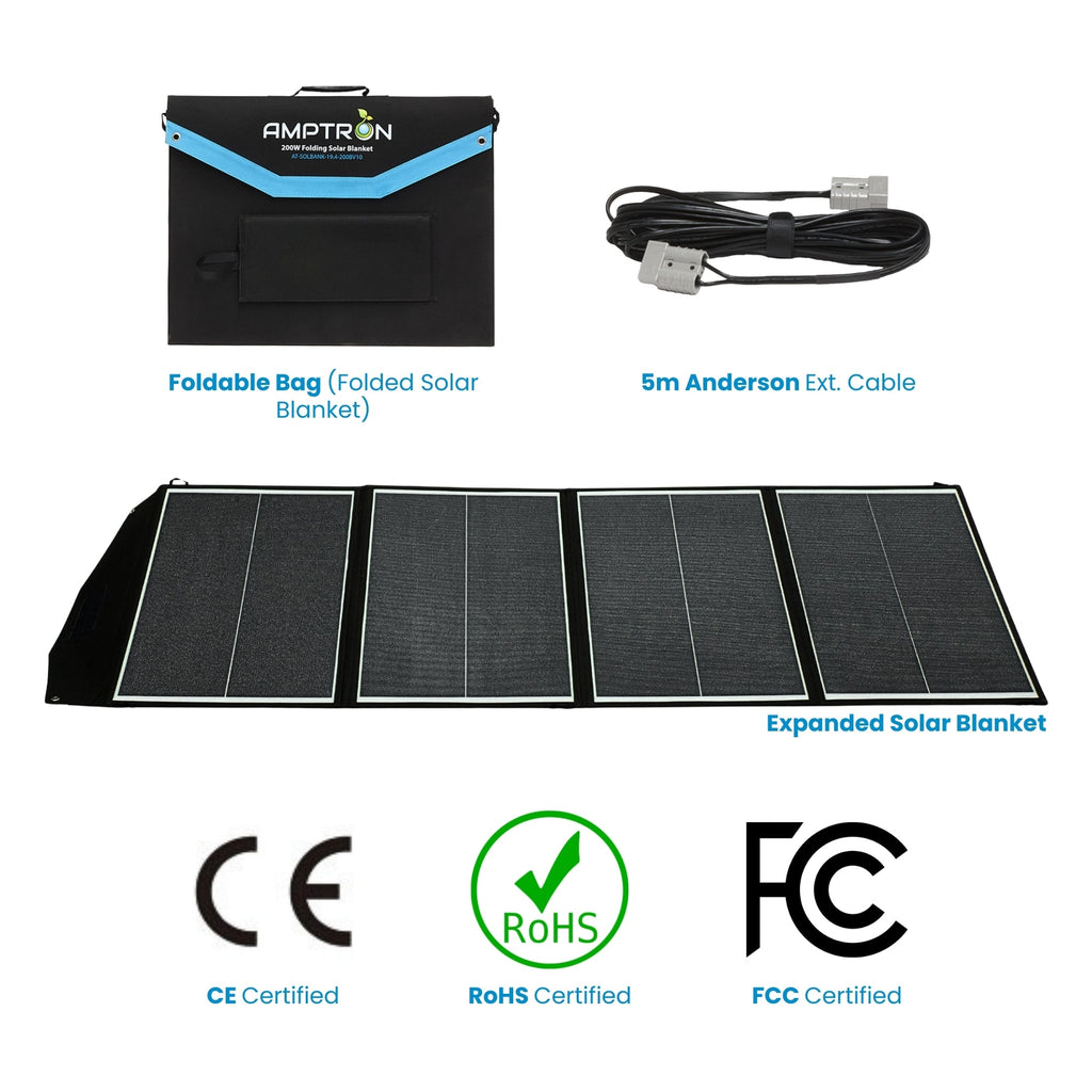 Amptron 200W Folding Lightweight Portable Solar Panel Blanket