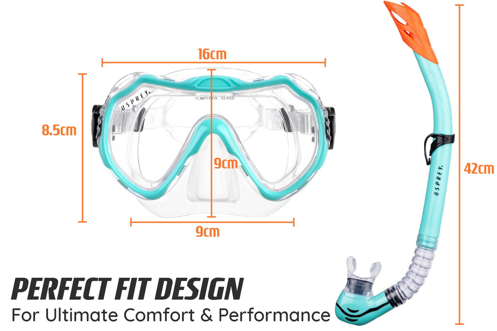 Adult Single Lens Snorkel Set - Aqua