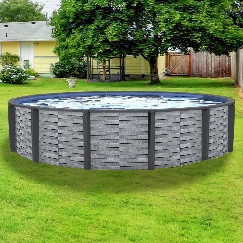 27' x 52" Round Affinity 7" Top Rail Resin Above Ground Swimming Pool