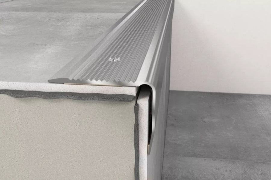 Anodised aluminium stair nosing 40 MM×30 MM x 1.2 M & 2.4 M Length with anti-slip grooved surface - PS8