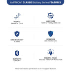 Amptron® 12V 200Ah LiFePO4 Deep Cycle Battery with Bluetooth - 2,560Wh