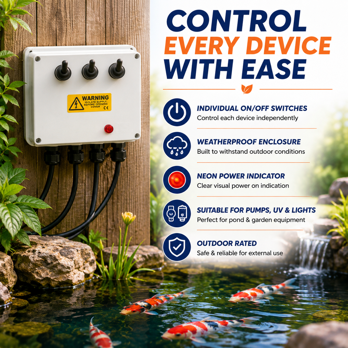 Outdoor 3-Way Weatherproof Electrical Switch Box