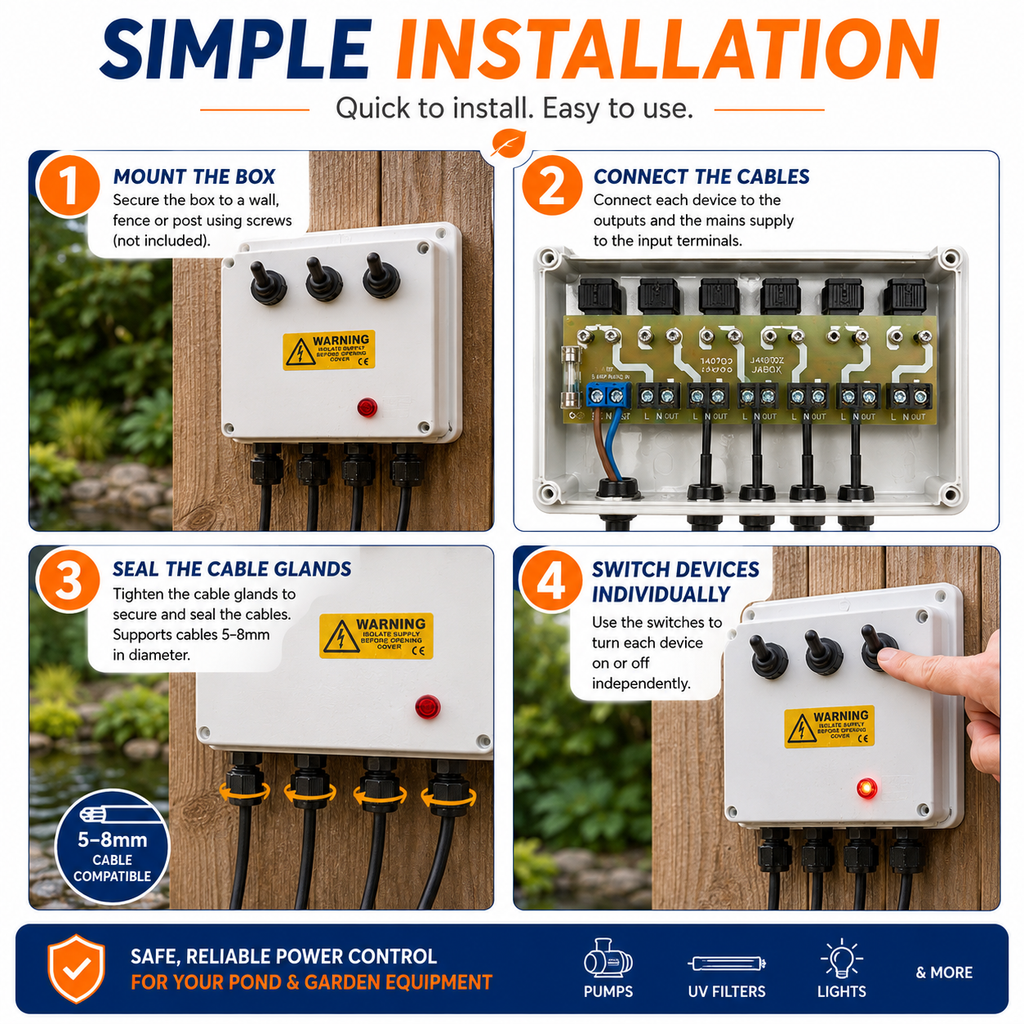 Garden Armoured 3-Way Switch Electrical Box