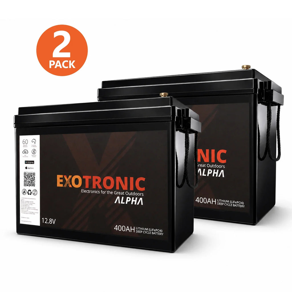 Twin Pack Exotronic 12V 400Ah Alpha IP67 Smart Bluetooth Lithium Battery