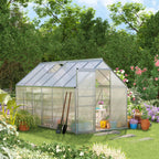 BloomGreen 6' x 12' x 6.5' Polycarbonate Greenhouse with Adjustable Roof Vent & Sliding Door, Clear