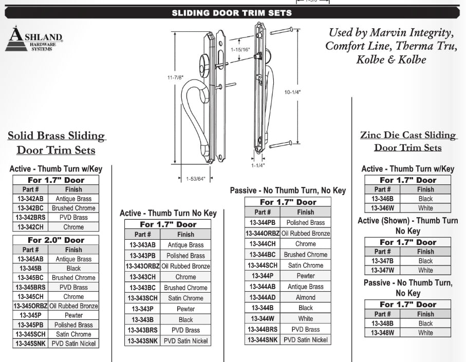 Ashland Inspirations Sliding Patio Door handle Sets