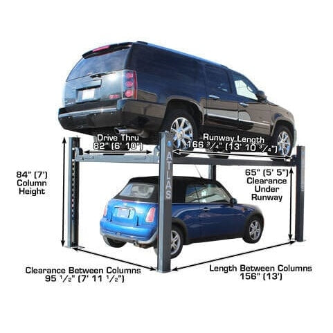 Atlas 408SL 8,000 lb Portable 4-Post Storage Lift + FP8 8-Piece Floor Panel Combo