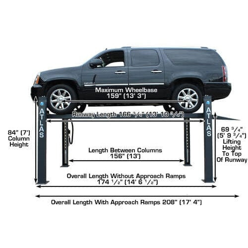 Atlas 408SL 8,000 lb Portable 4-Post Storage Lift + FP8 8-Piece Floor Panel Combo