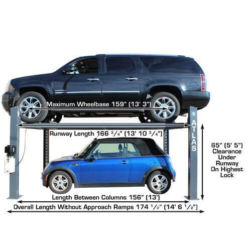 Atlas 408SL 8,000 lb Portable 4-Post Storage Lift + FP8 8-Piece Floor Panel Combo