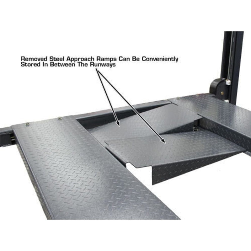 Atlas 408SL 8,000 lb Portable 4-Post Storage Lift + FP8 8-Piece Floor Panel Combo