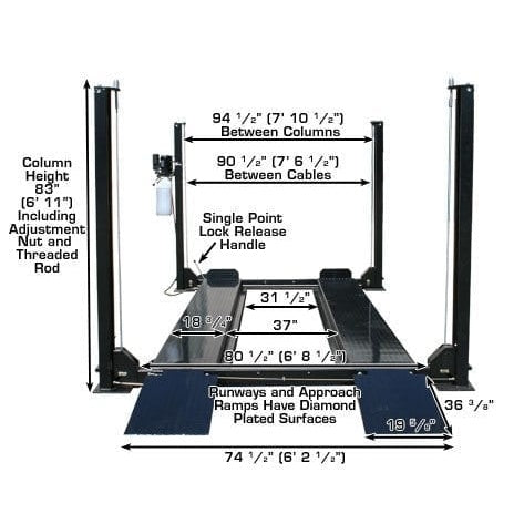 Atlas Garage PRO8000 8,000-lb 4-Post Storage Lift + Pro-Floor 8-Piece Panel Set Combo
