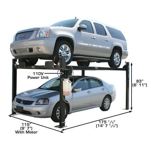Atlas Garage PRO8000 8,000-lb 4-Post Storage Lift + Pro-Floor 8-Piece Panel Set Combo