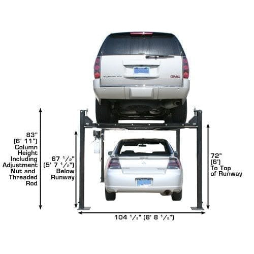 Atlas Garage PRO8000 8,000-lb 4-Post Storage Lift + Pro-Floor 8-Piece Panel Set Combo