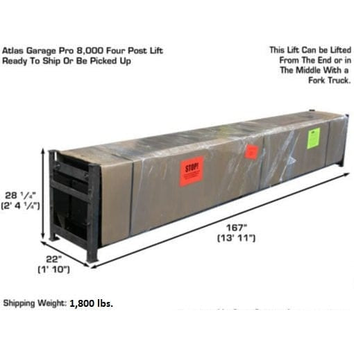 Atlas Garage PRO8000 8,000-lb 4-Post Storage Lift + Pro-Floor 8-Piece Panel Set Combo
