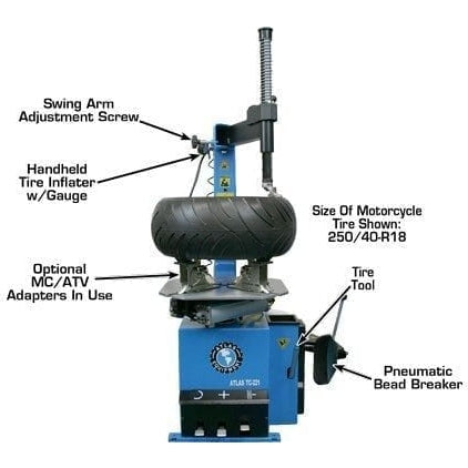 Atlas TC221 Tire Changer + WB11 Motorcycle Wheel Balancer Combo Package