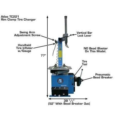 Atlas TC221 Tire Changer + WB11 Motorcycle Wheel Balancer Combo Package