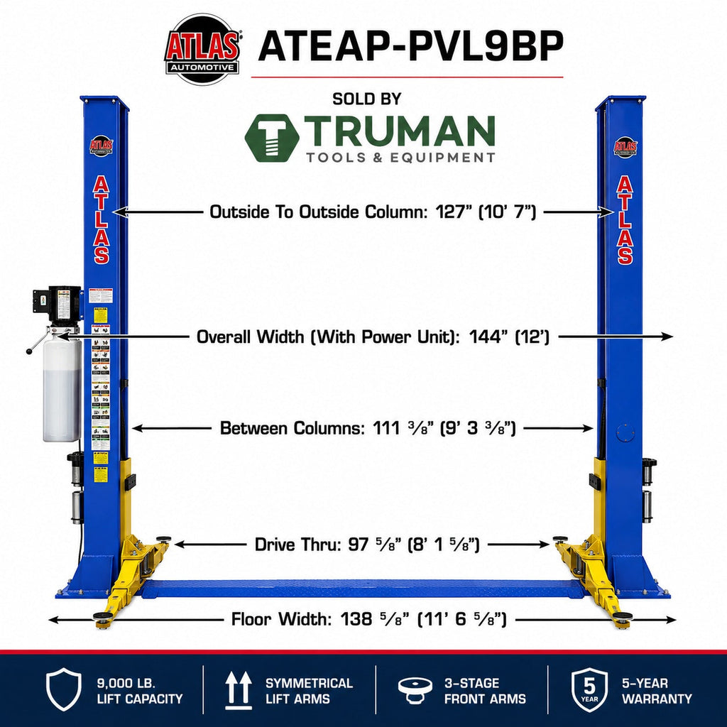Atlas PVL9BP ALI Certified 9,000 lb Baseplate Lift